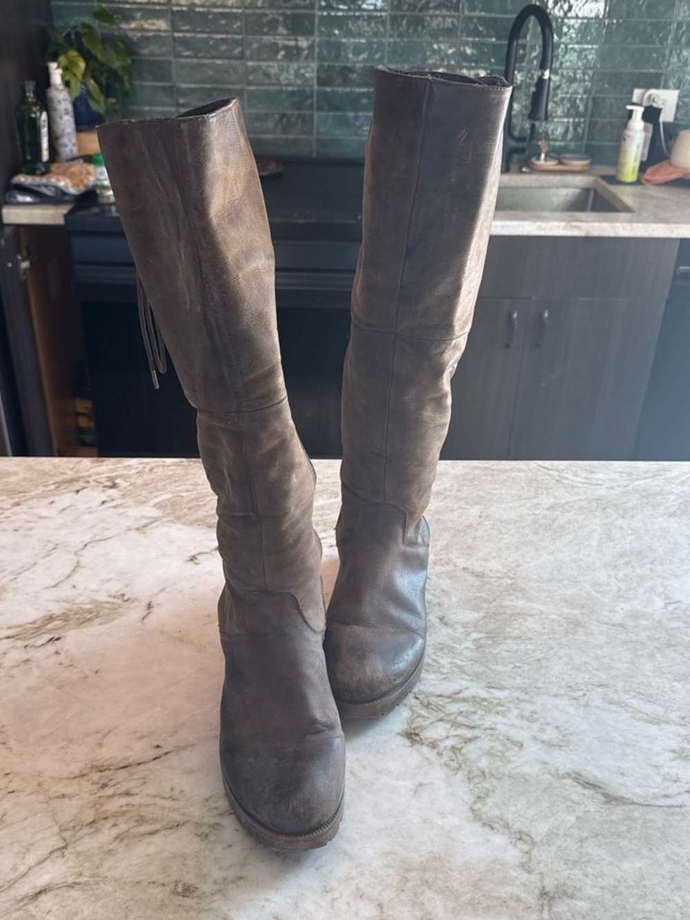 Classic Tall Leather Women's Boots in Brown